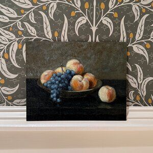 Original Oil Painting – Peaches & Grapes Still Life